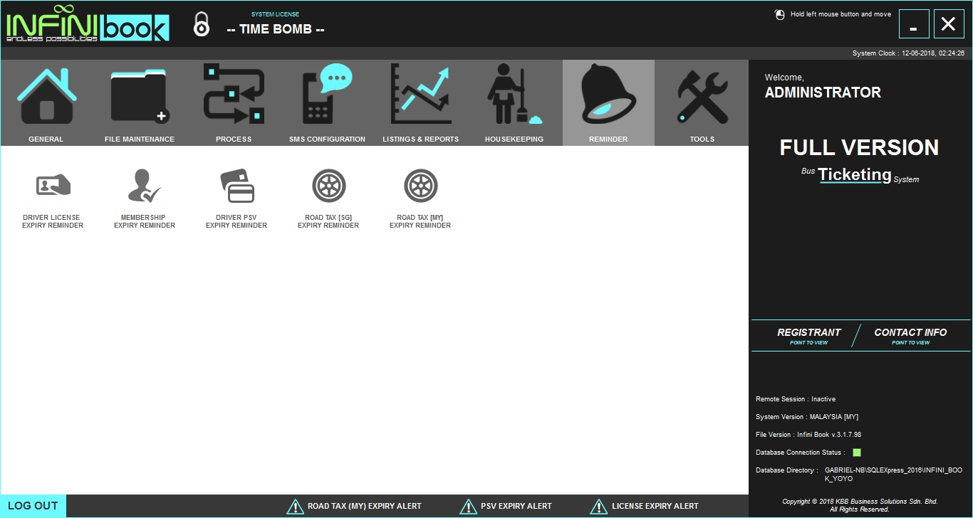 Reminders Control Panel